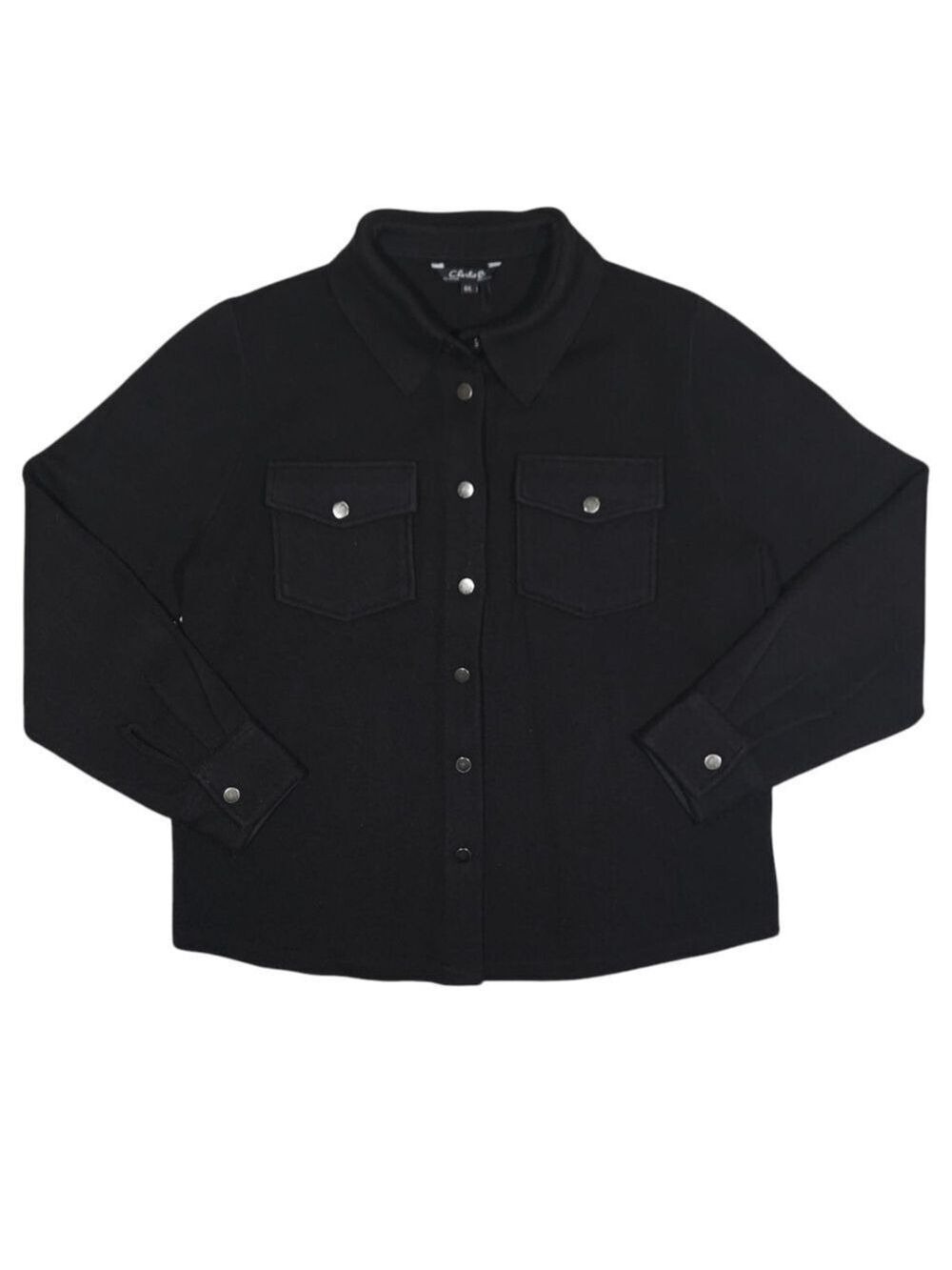 Charlie B Black Button-Up Jacket Women's Size Large Shacket
